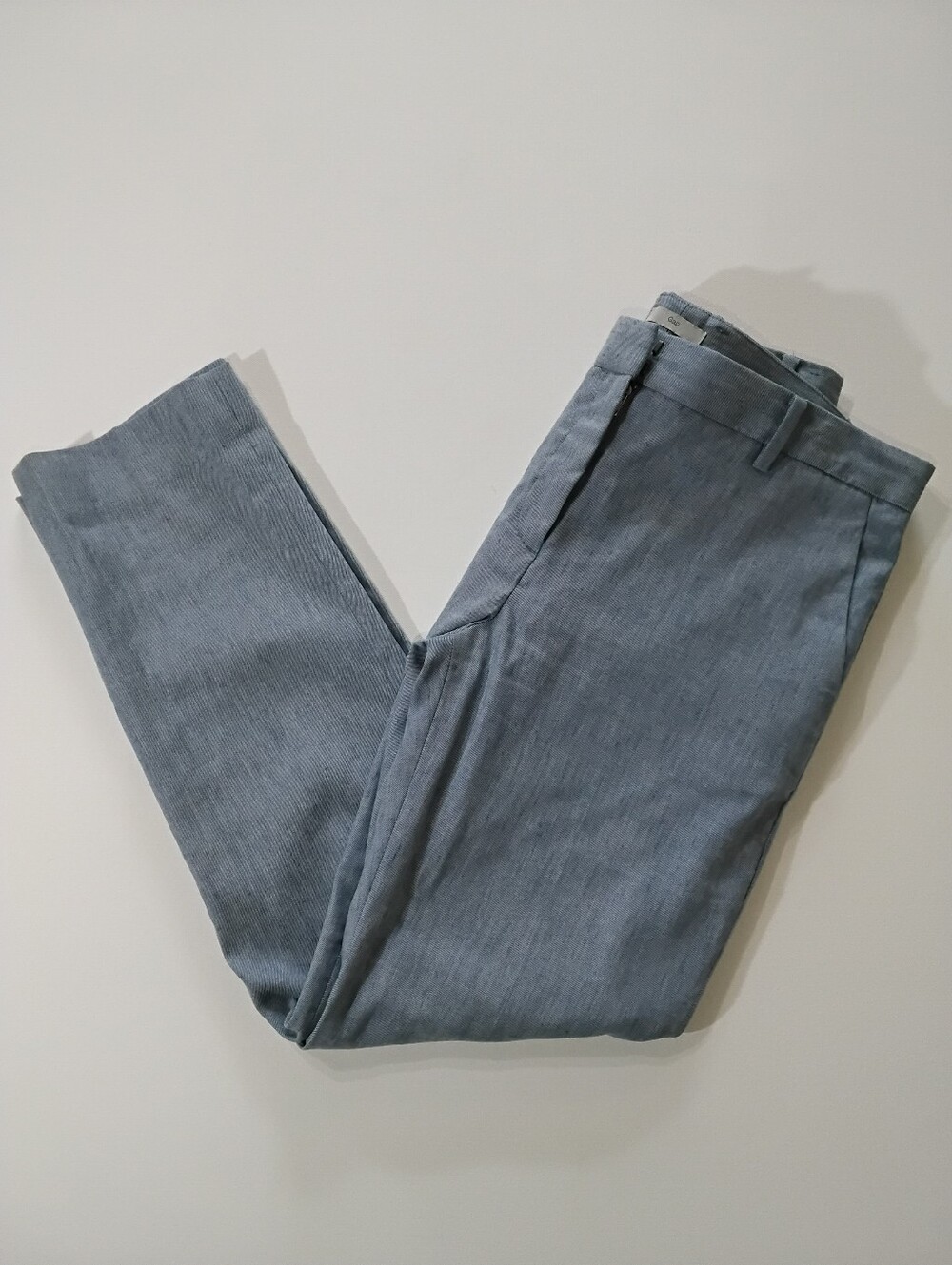 Gap Linen Blend Pants Womens 6 Stretch Light Blue Chambray Quiet Luxury Coastal
